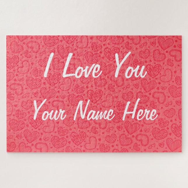 Individuelle Name Jigsaw Puzzle Herzen I Liebe Sie (Horizontal)