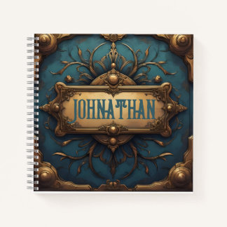 Individuelle Name Journal in Verdigris & Gold Notizbuch
