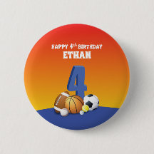 Individuelle Name Junge 4. Geburtstag Sportbälle