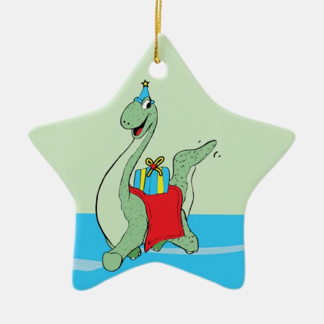 Individuelle Name, Junge, Geburtstag, Dinosaurier Keramik Ornament (Vorne)