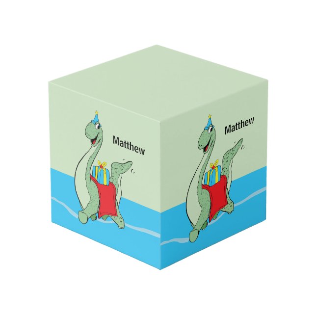 Individuelle Name, Junge, Geburtstag, Dinosaurier Würfel (Vorderseite Schrägansicht)