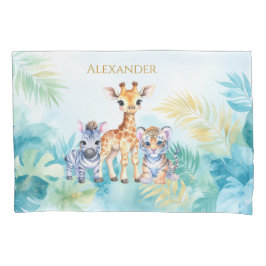 Individuelle Name Jungle Baby Zebra Giraffe und Ti Kissenbezug