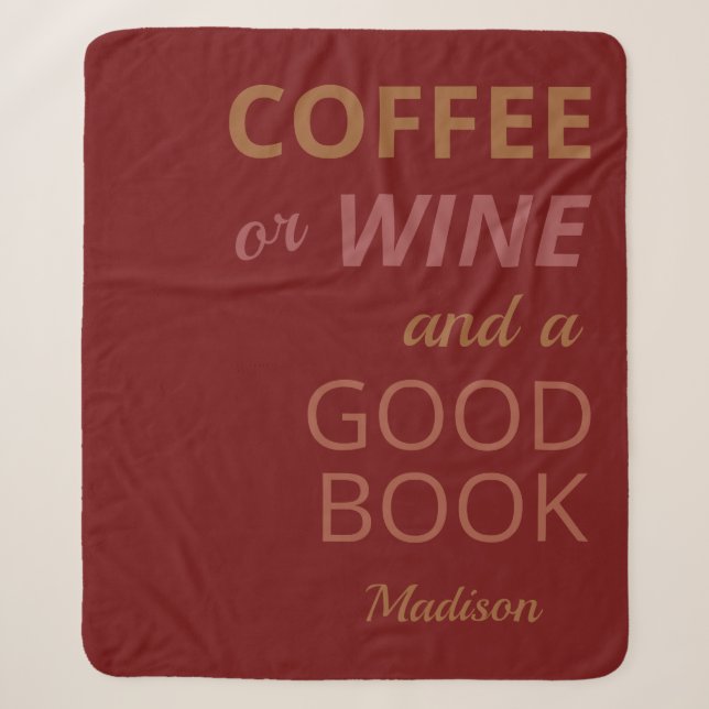 Individuelle Name KAFFEE / WEIN & GUTES BUCH Sherpadecke (Vorderseite)