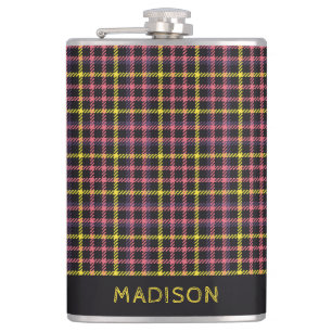 Individuelle Name Kariert / Tartan Muster Flachmann