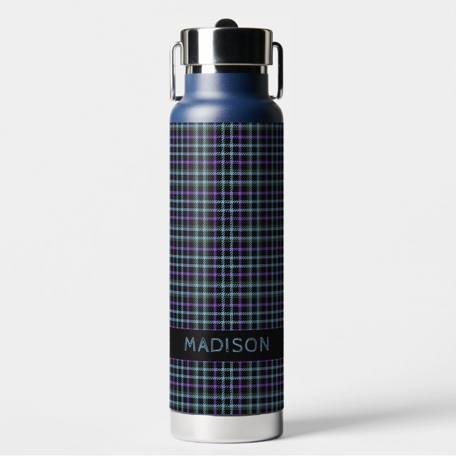 Individuelle Name Kariert / Tartan Muster Trinkflasche (Vorderseite)
