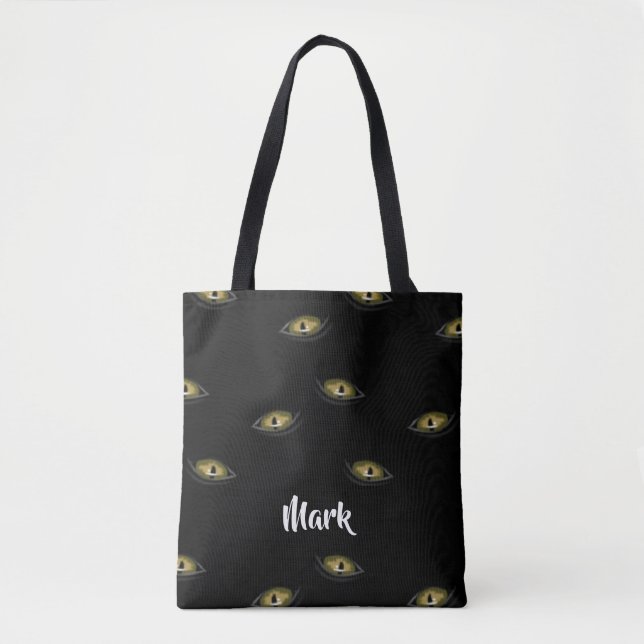 Individuelle Name Katzenaugen schwarz Tasche (Vorderseite)