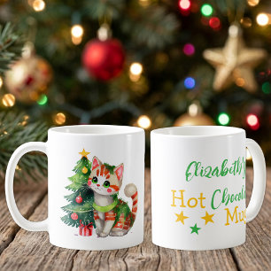 Individuelle Name Katzenkätzchen, grün, hellgelb Kaffeetasse