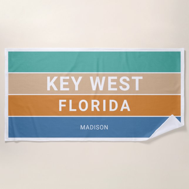 Individuelle Name Key West Florida / IHRER TEXT Strandtuch (Vorderseite)