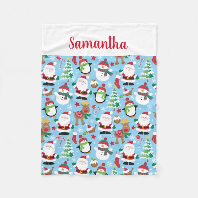 Individuelle Name Kinder Weihnachten Personalisier Fleecedecke (Vorderseite)