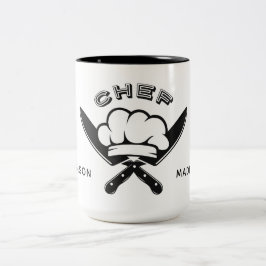 Individuelle Name-Koch-Logo-Tasse Zweifarbige Tasse