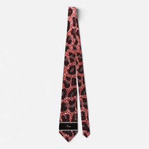 Individuelle Name Korallenrosa Glitzer Leopardenpr Krawatte
