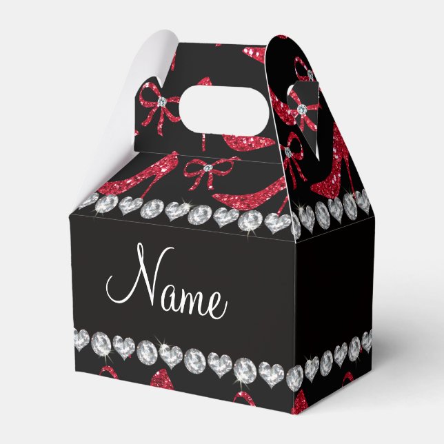 Individuelle Name Krummel Roter Glitzer High Heels Geschenkschachtel (Vorderseite)
