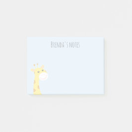 Individuelle Name lächelnd Giraffe Light Blue 4x3 Post-it Klebezettel