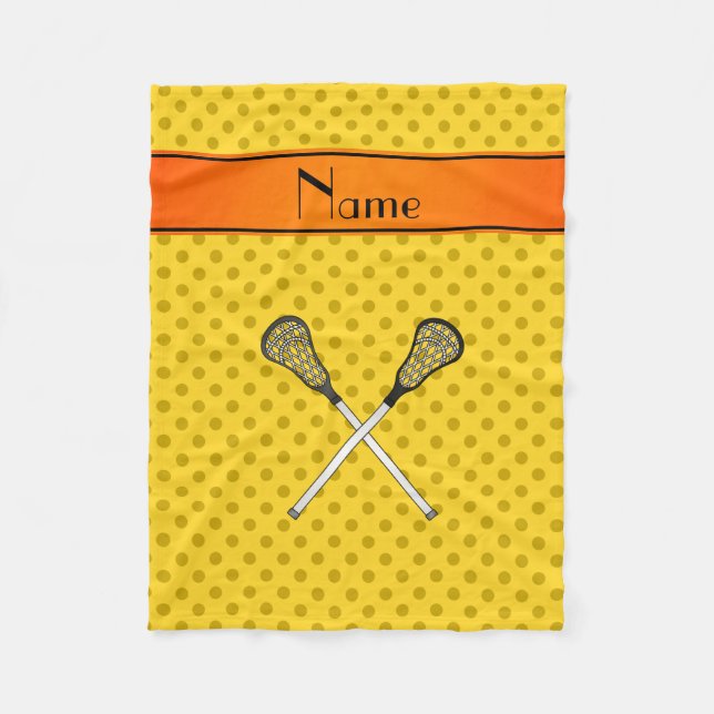 Individuelle Name Lacrosse Sticks Gelbe Polka Punk Fleecedecke (Vorderseite)