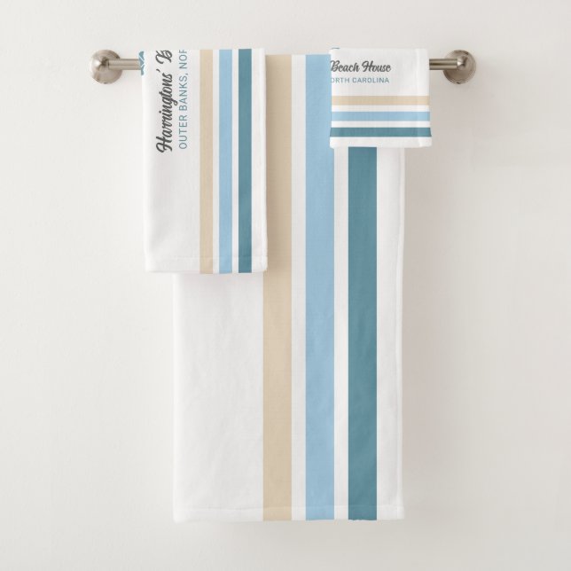 Individuelle Name & Lage Beach House Badhandtuch Set (Insitu)