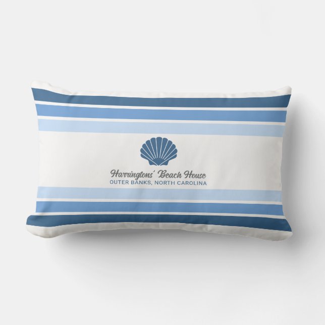 Individuelle Name & Lage Beach House Kissen Für Draußen (Vorderseite)