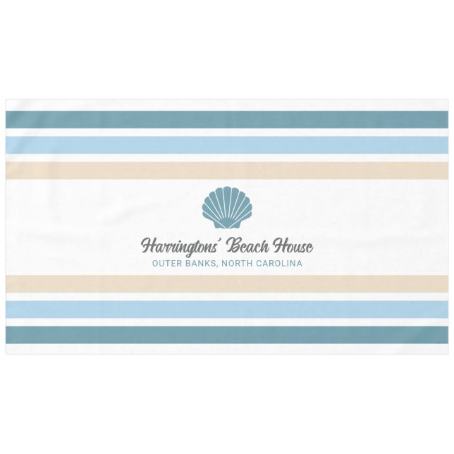 Individuelle Name & Lage Beach House Tischdecke (Vorderseite (Horizontal))