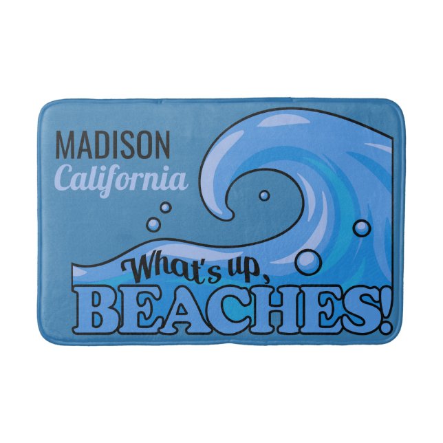Individuelle Name & Lage Funny Beach Wave Badematt Badematte (Vorderseite)