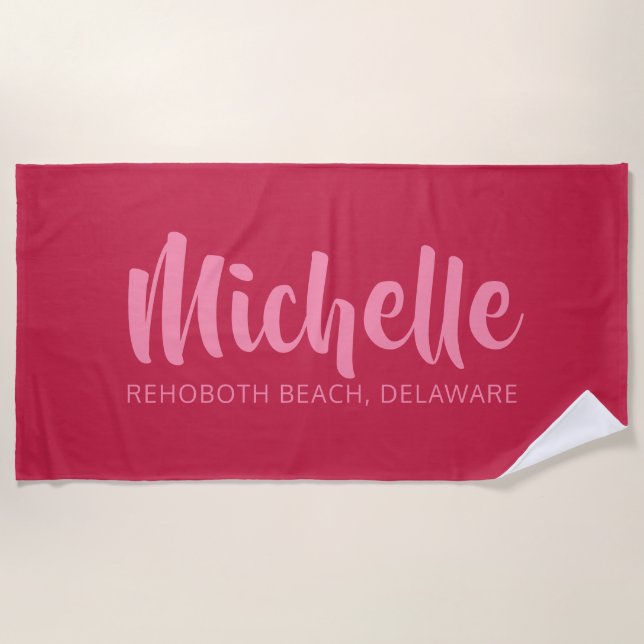 Individuelle Name, Lage und Farbtupfer Strandtuch (Vorderseite)