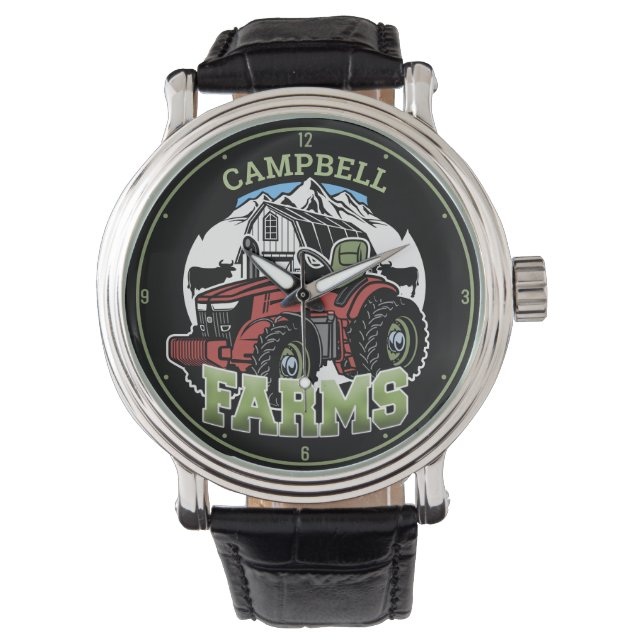 Individuelle Name Landbetrieb Stalltraktor Bauer Armbanduhr (Vorderseite)