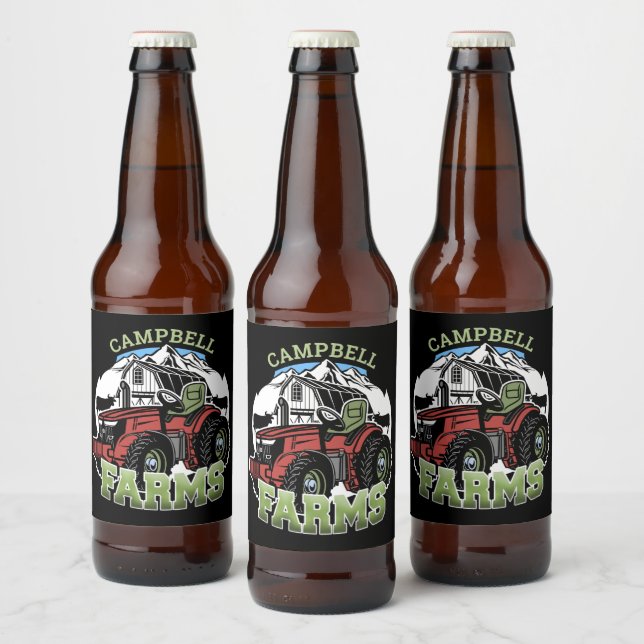 Individuelle Name Landbetrieb Stalltraktor Bauer Bierflaschenetikett (Flaschen)