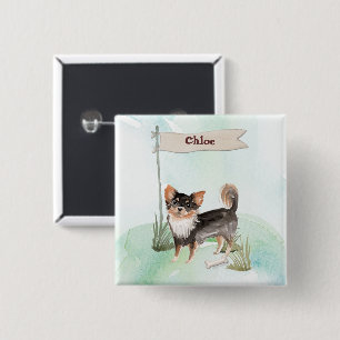Individuelle Name Langhaariger Chihuahua Haustier Button