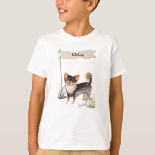 Individuelle Name Langhaariger Chihuahua Haustier  T-Shirt
