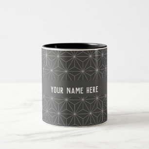 Individuelle Name Laser GeoMetric Gray White Class Zweifarbige Tasse