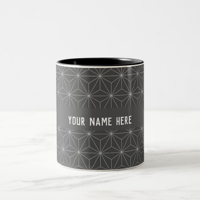 Individuelle Name Laser GeoMetric Gray White Class Zweifarbige Tasse (Mittel)