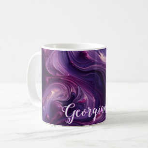 Individuelle Name Lebhafter Lila Farbeffekt Kaffeetasse