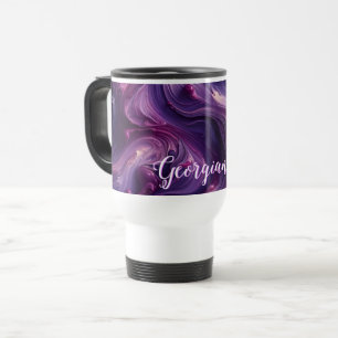 Individuelle Name Lebhafter Lila Farbeffekt Reisebecher