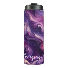 Individuelle Name Lebhafter Lila Farbeffekt Thermosbecher