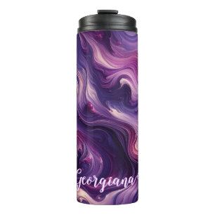 Individuelle Name Lebhafter Lila Farbeffekt Thermosbecher