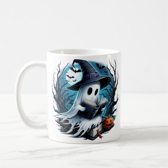 Individuelle Name leckte Halloween-Geist ein Buch Kaffeetasse (Links)