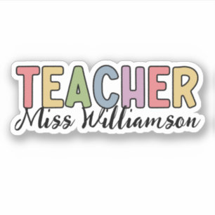 Individuelle Name Lehrerin Farbenfrohe Lehrerin We Aufkleber