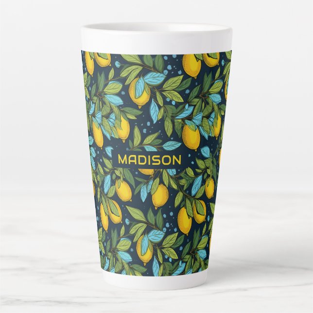 Individuelle Name Lemon Muster Milchtasse (Vorderseite)