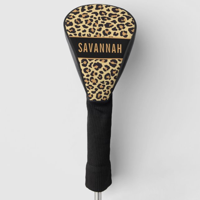 Individuelle Name Leopard Tierdruckmuster Klassisc Golf Headcover (Vorderseite)
