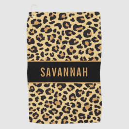 Individuelle Name Leopard Tierdruckmuster Klassisc Golfhandtuch