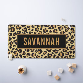 Individuelle Name Leopard Tierdruckmuster Klassisc Schreibtischunterlage