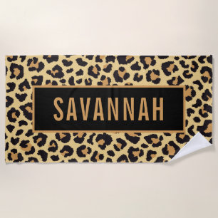 Individuelle Name Leopard Tierdruckmuster Klassisc Strandtuch