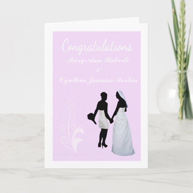 Individuelle Name Lesbian Wedding Glückwunschkarte Karte (Vorderseite)