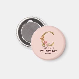 Individuelle Name Letter C Gold Rosa Roses Magnet