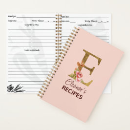 Individuelle Name Letter E Gold Rosa Rosen Rezept Notizbuch