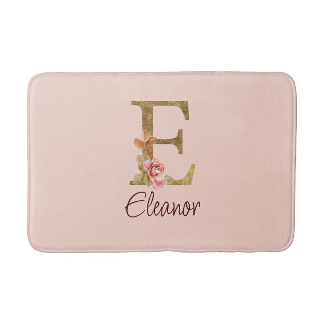 Individuelle Name Letter E Goldene Forelle Rose Ro Badematte (Vorderseite)