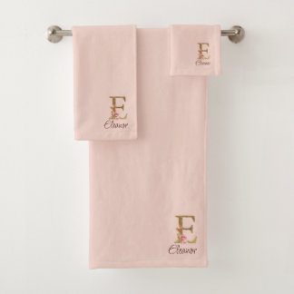 Individuelle Name Letter E Goldene Forelle Rose Ro Badhandtuch Set