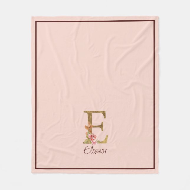 Individuelle Name Letter E Goldene Forelle Rose Ro Fleecedecke (Vorderseite)
