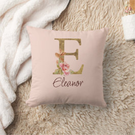 Individuelle Name Letter E Goldene Forelle Rose Ro Kissen