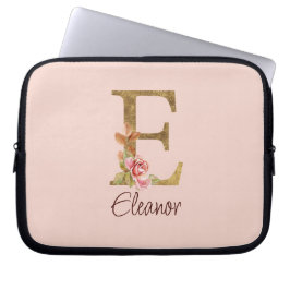 Individuelle Name Letter E Goldene Forelle Rose Ro Laptopschutzhülle