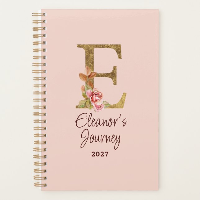 Individuelle Name Letter E Goldene Forelle Rose Ro Planer (Vorderseite)