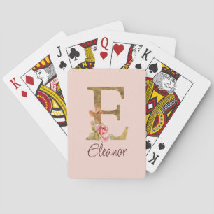 Individuelle Name Letter E Goldene Forelle Rose Ro Spielkarten